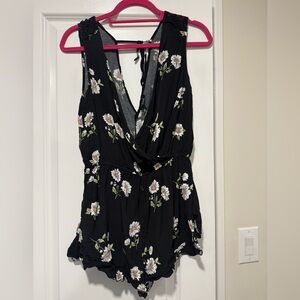 Floral Black Sleeveless romper